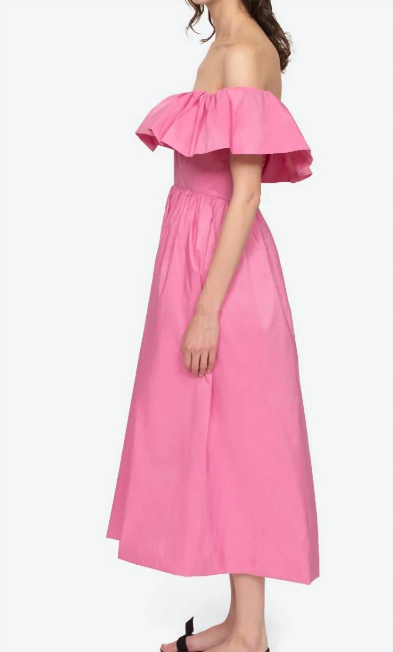 SEA Diana Taffeta Off The Shoulder Dress in pink - women's dress - alternate view