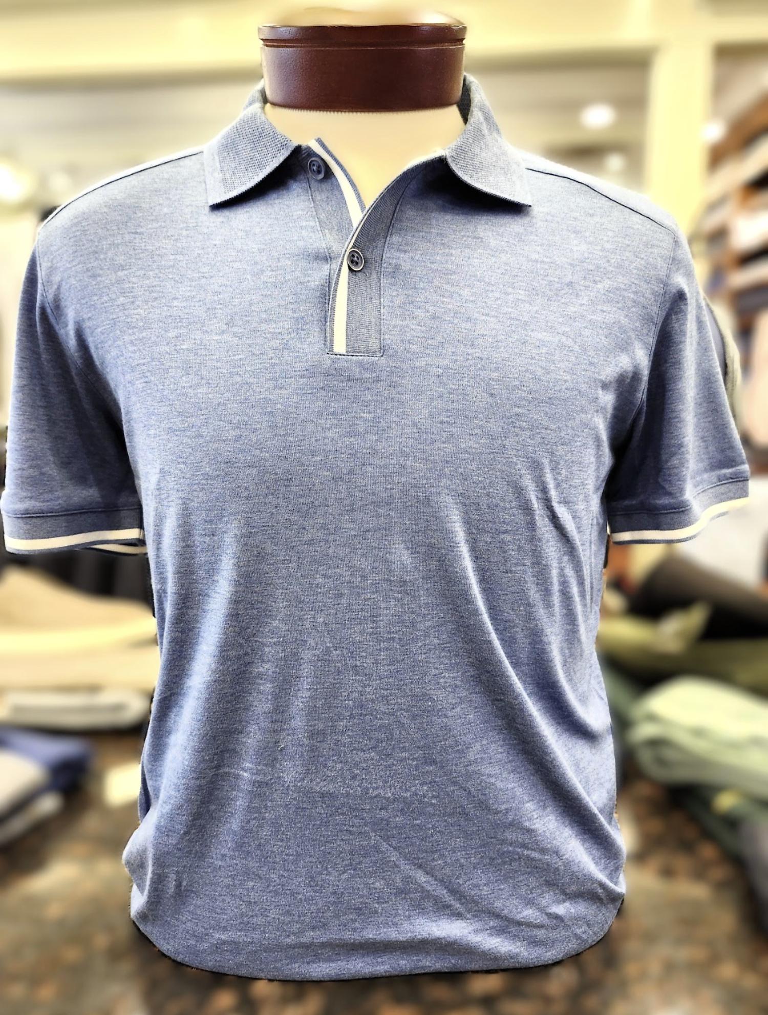 Raffi Men's Short Sleeve Collared Shirt in denim - men's t-shirt