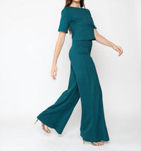 RIPLEY RADER Ponte Short Sleeve Top in teal - women's shirt - detail view