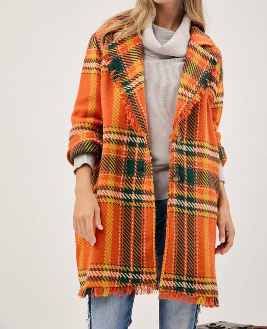 Davi & Dani - Plaid Button Front Jacket
