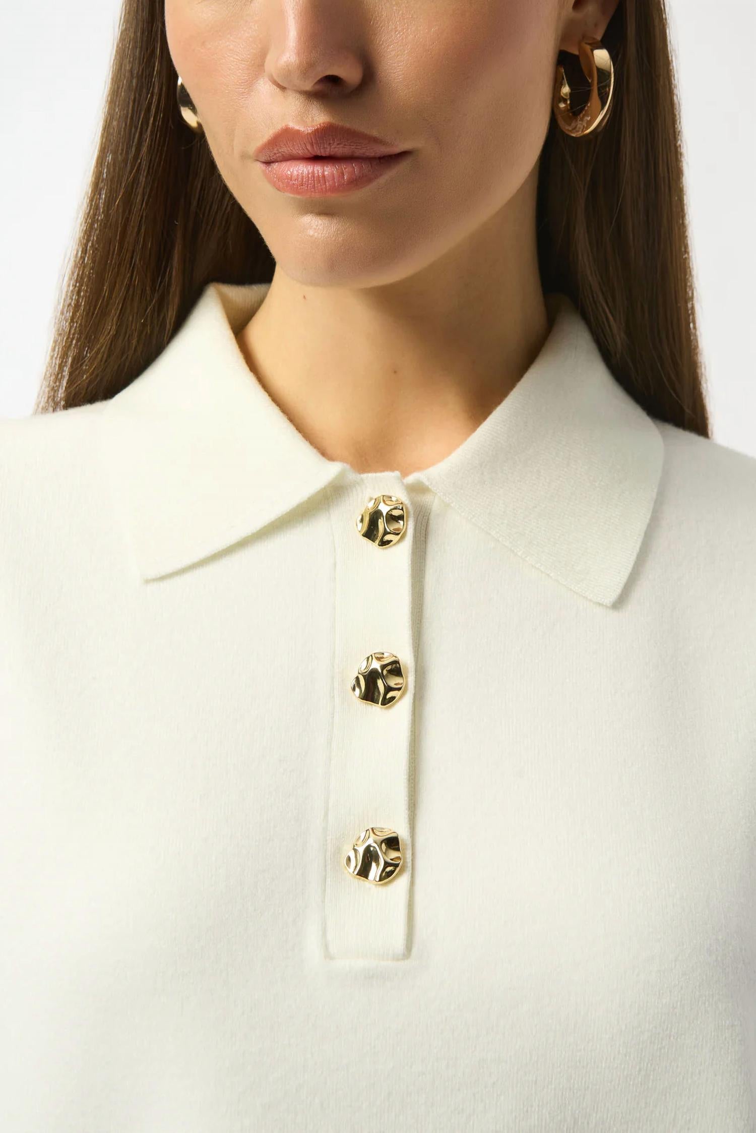 Joseph Ribkoff - Collared 3/4 Sleeve Boxy Top
