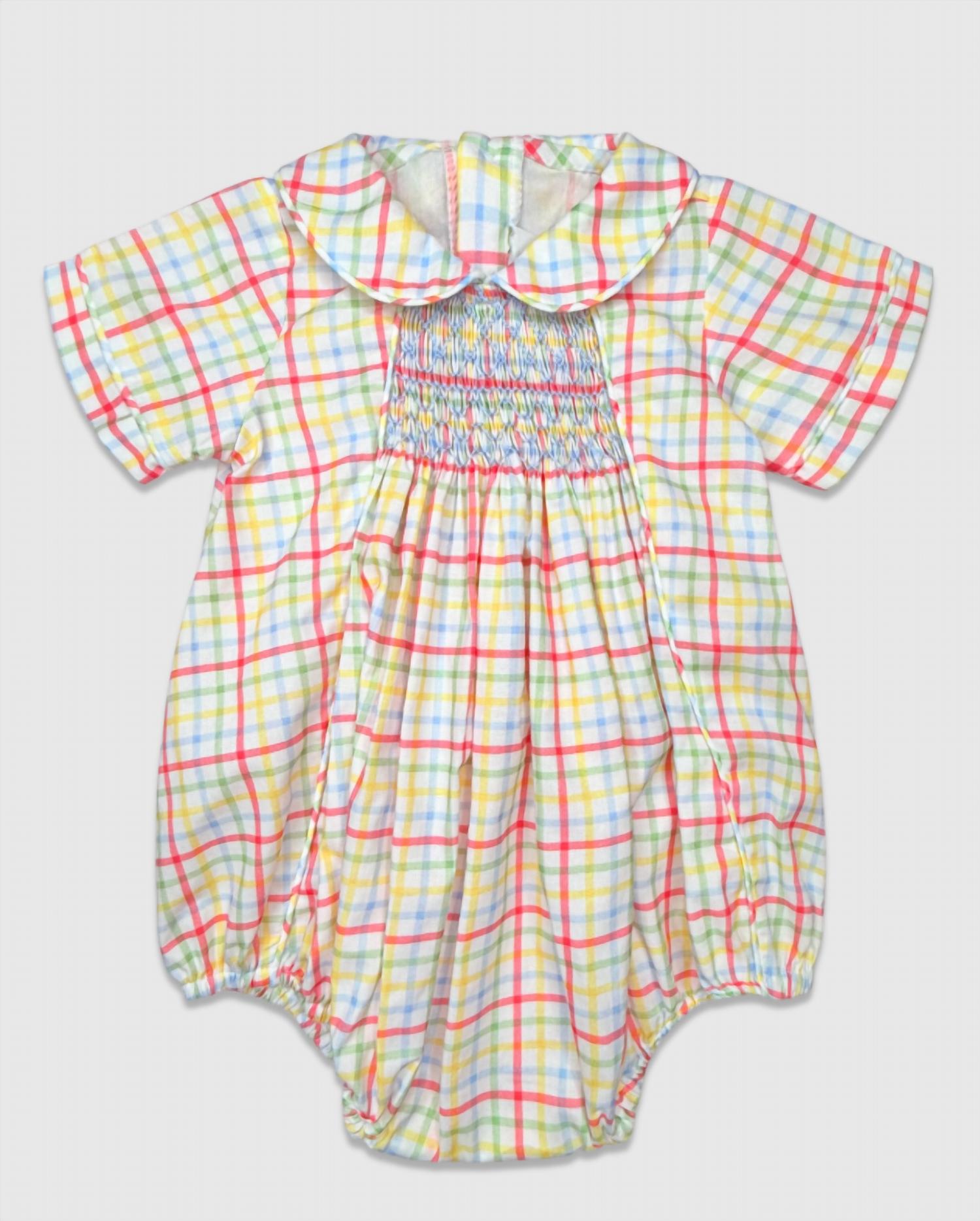Percy & Tyne - Baby Girl's Smocked Graham Bubble Onesie