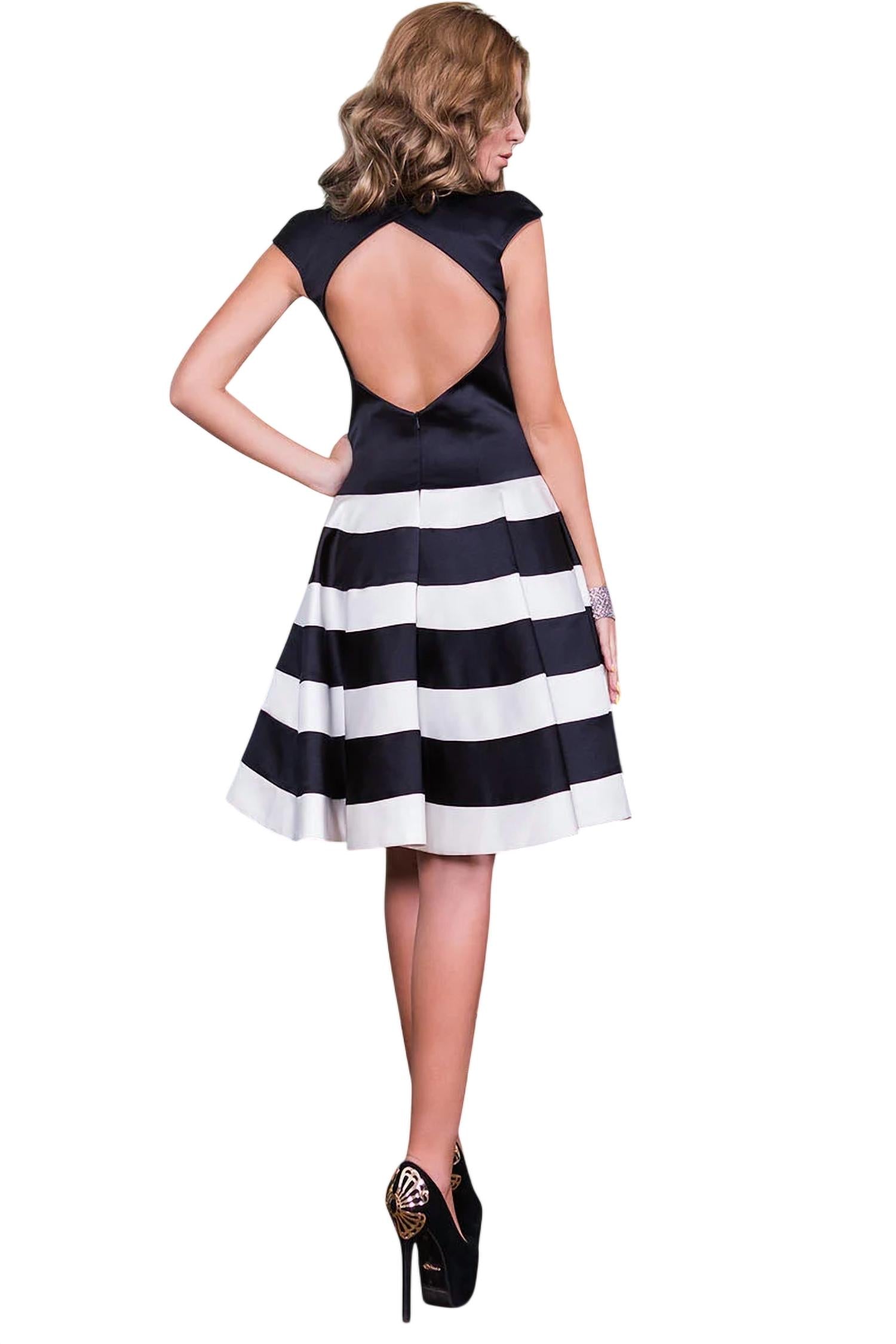 Jovani - Cap Sleeve Fit And Flare Satin Cocktail Dress