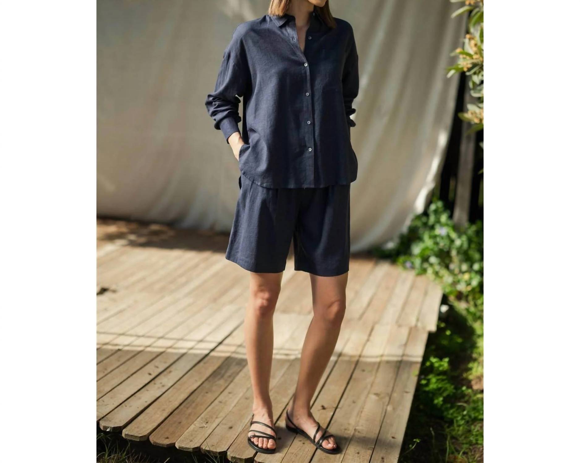 Fun 2 Fun - High-waist Linen Shorts