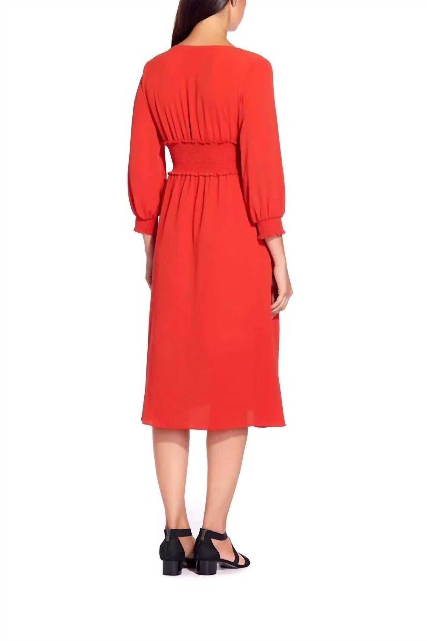 Adrianna Papell - V-neck Midi Dress