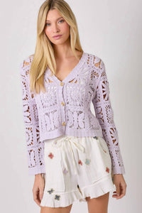 Mystree - Crochet Button Up Cardigan