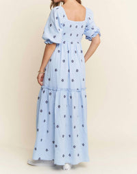 J.Nna - Floral Embroidered Tiered Midi Dress - Plus