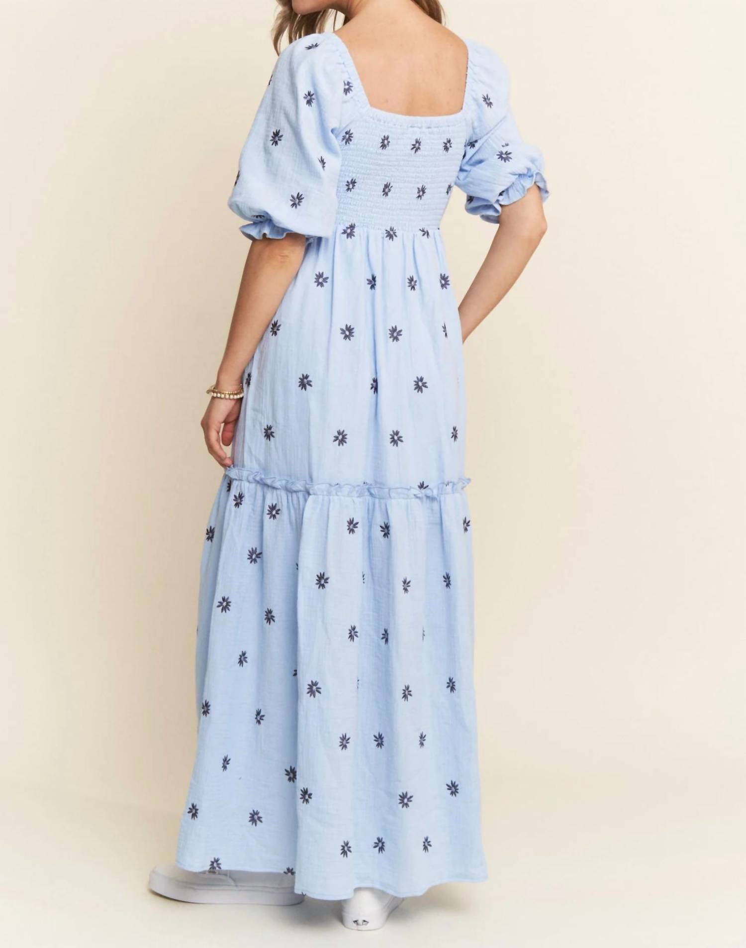 J.Nna - Floral Embroidered Tiered Midi Dress - Plus