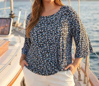 Karen Kane Flare Sleeve Pick-up Top - Plus in print - women's blouse - view 4