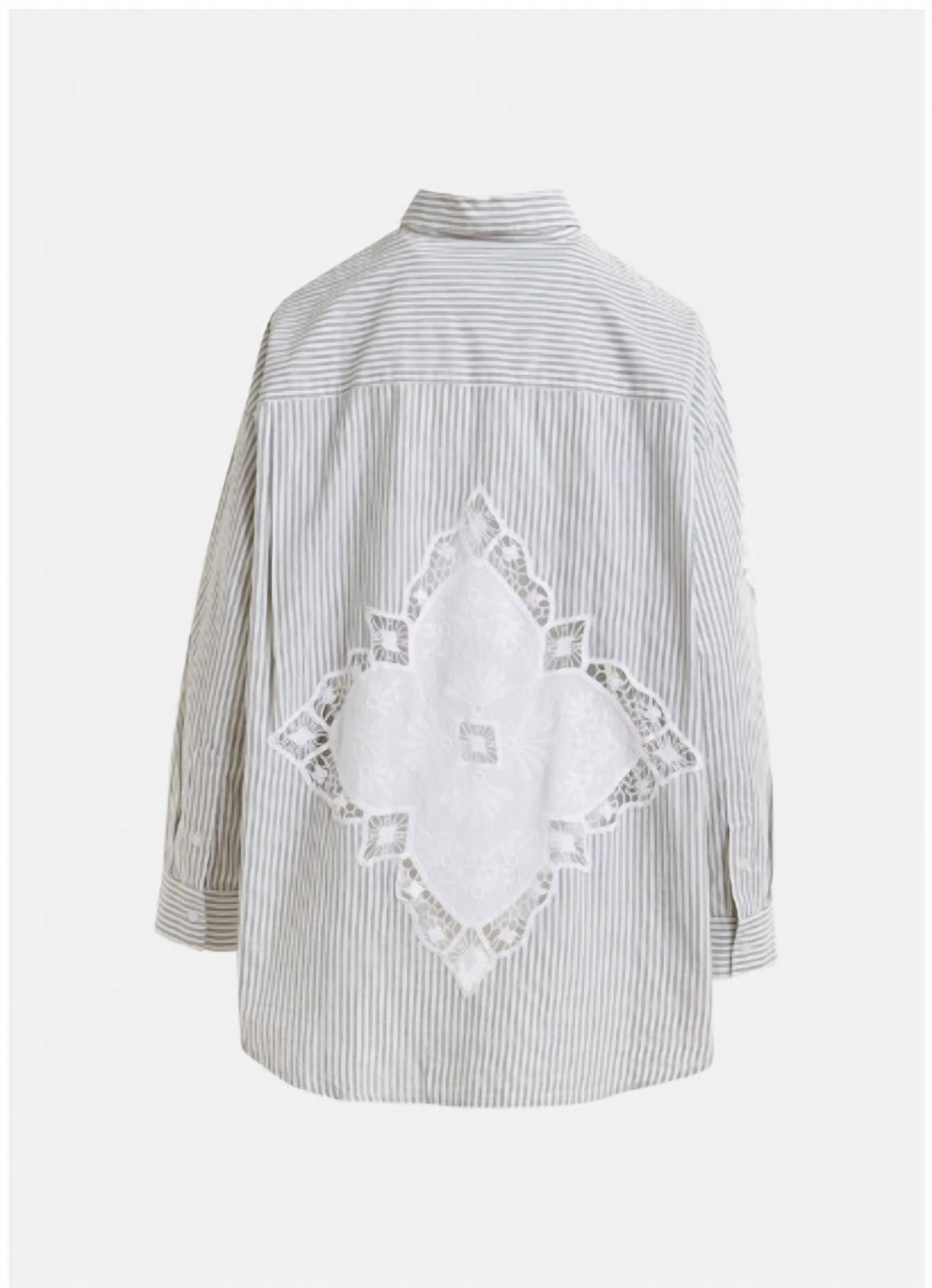 ESSENTIEL ANTWERP Women's Identical Lace Applique Shirt in white - women's blouse - detail view