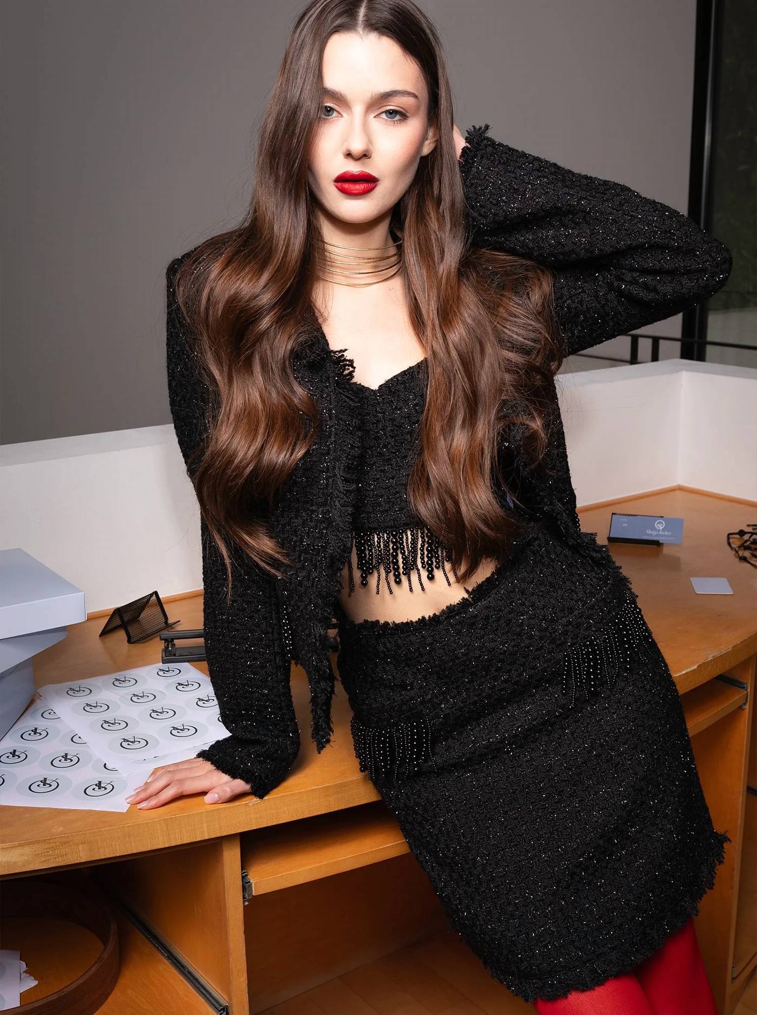 Solgo Atelier - Tia Shimmering Bouclé Crop Jacket