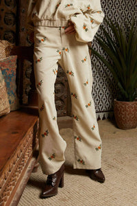 Davi & Dani - Floral Embroidered Wide Leg Pants - Plus