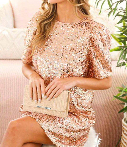 Vine & Love - Sequin Short Sleeve Shift Dress