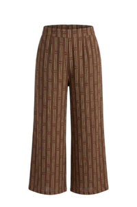 Fun 2 Fun - Women's Printed Cropped Wide Leg Pants
