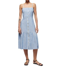 Nation LTD Luciana Single Tier Midi Dress in parisian blue stripe - women's dress