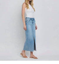 Vervet By Flying Monkey - Front Slit Maxi Midi Denim Skirt