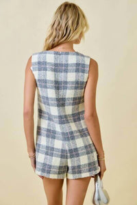 Day + Moon - Leigh Plaid Tweed Romper