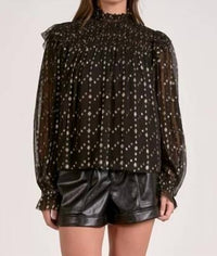Elan - Long Sleeve Mock Neck Blouse