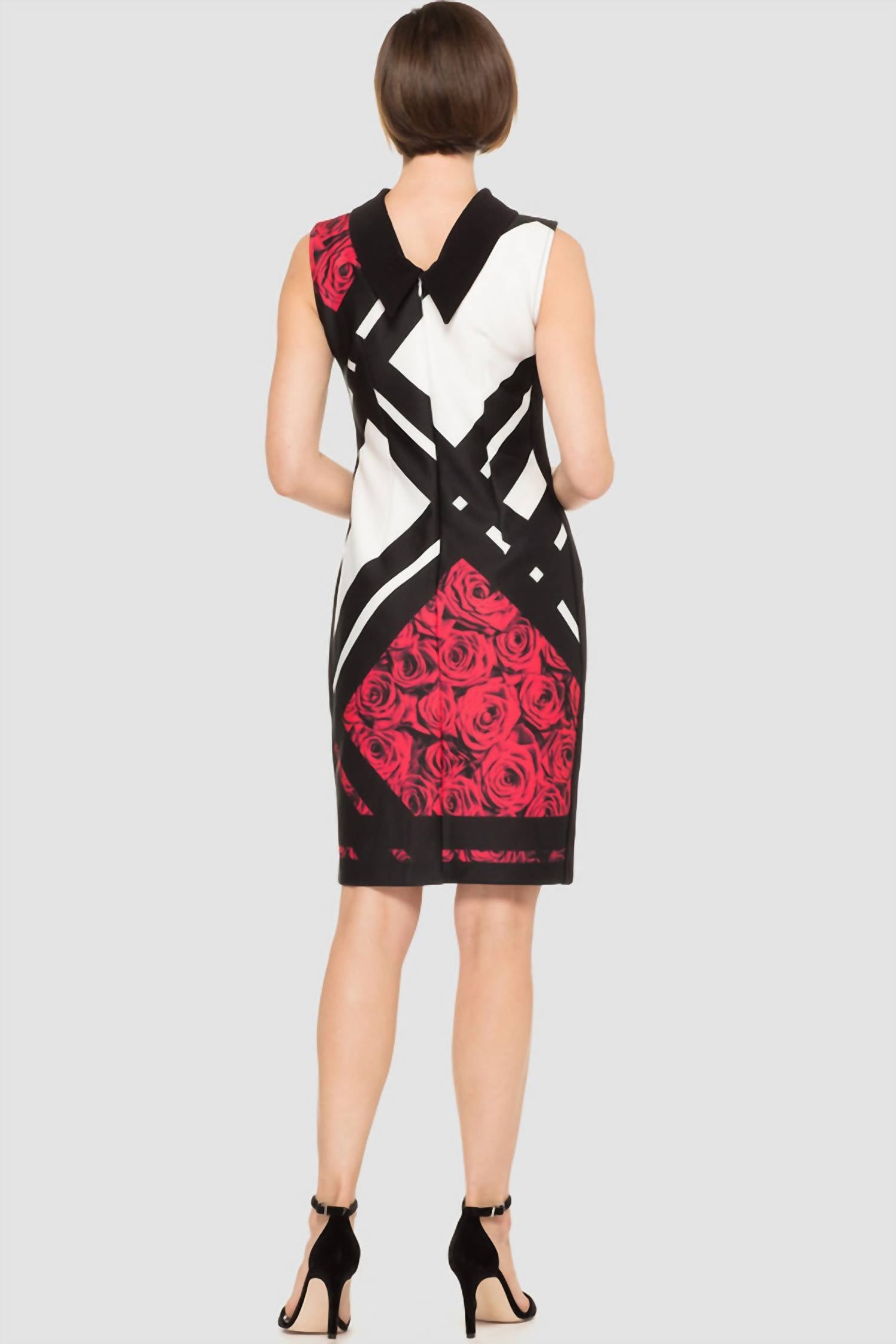Joseph Ribkoff - Rose And Grid Print Dress