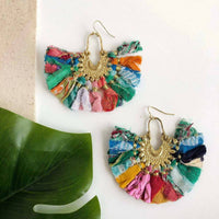 World Finds - Women's Kantha Ornamental Chandeliers Earring
