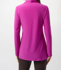 Joseph Ribkoff Pussy Bow V-neck Long Sleeve Tunic Top in cosmos purple - women's blouse - alternate view
