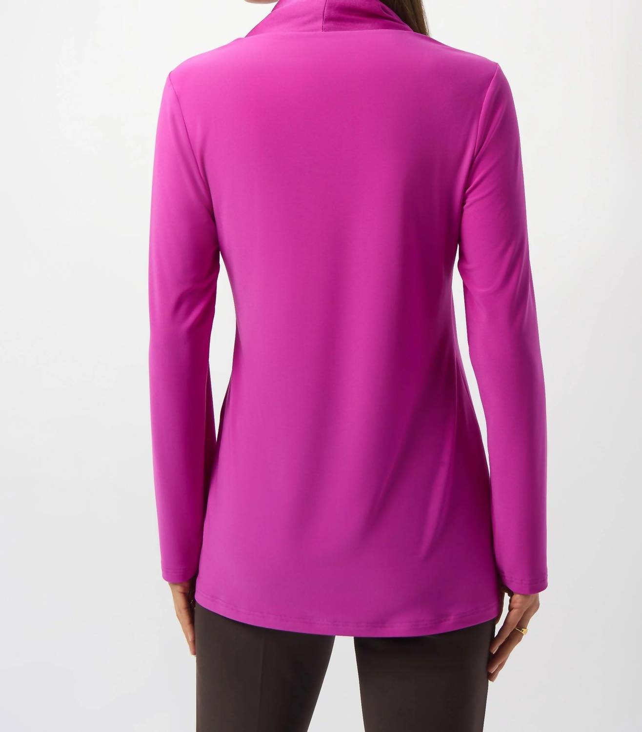 Joseph Ribkoff Pussy Bow V-neck Long Sleeve Tunic Top in cosmos purple - women's blouse - alternate view
