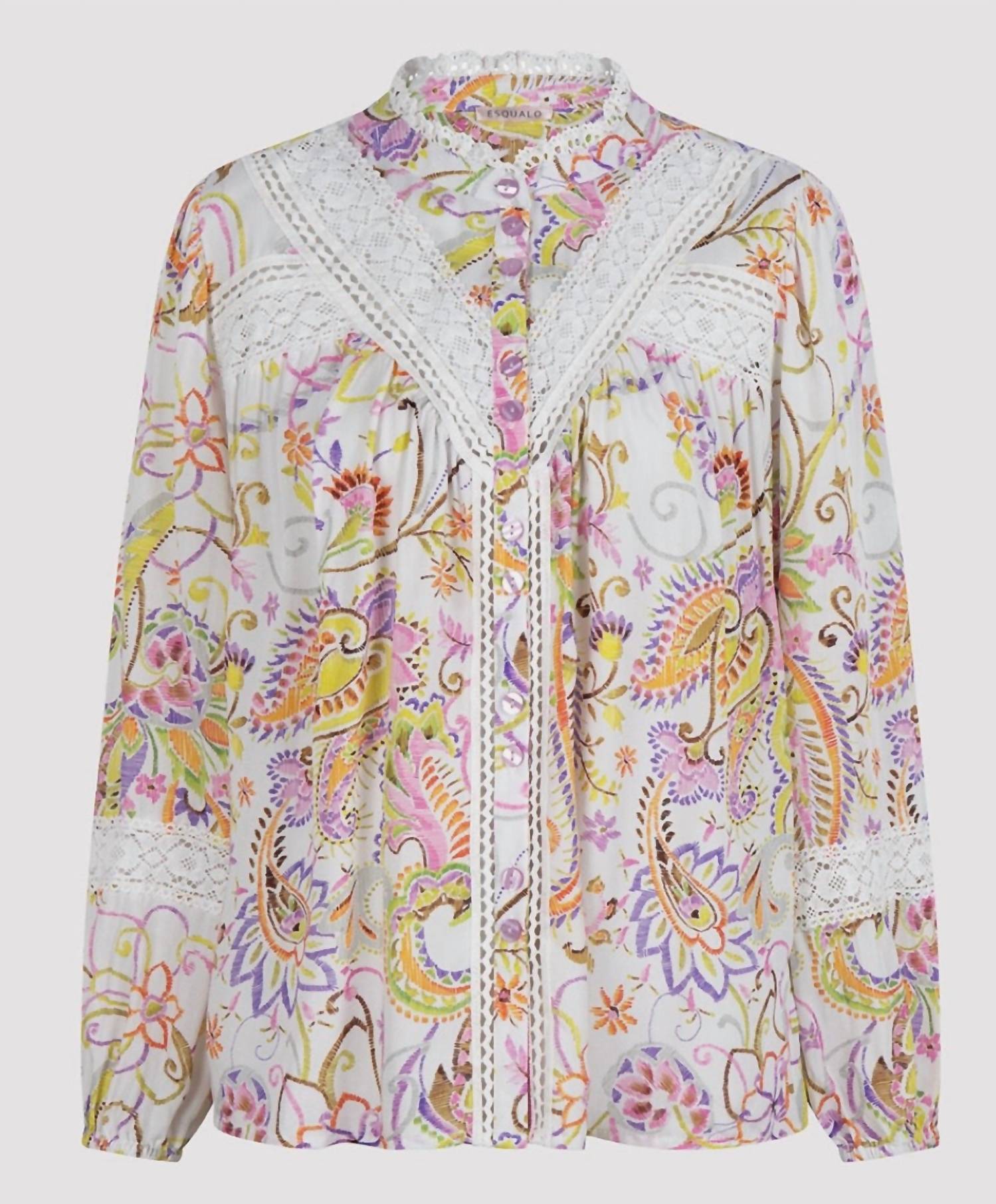 Esqualo - Women's Lace Trim Blouse