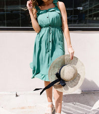 Barely Ruffled Green Sun Dress