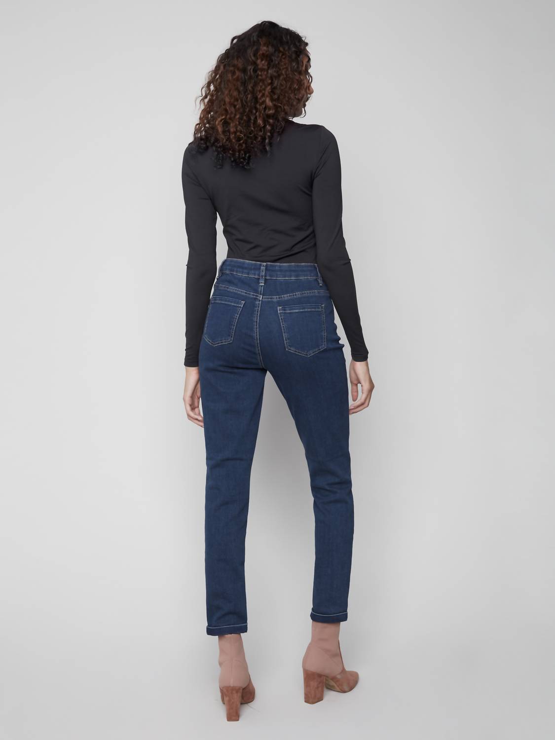 Charlie B - Cuffed Hem Slim 5-pocket Stretch Denim Jeans
