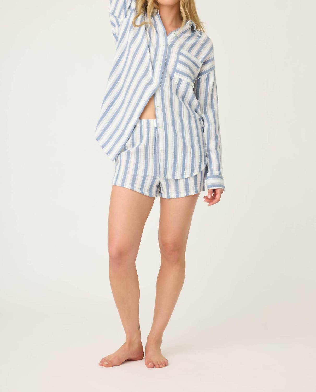 Pj Salvage - Back From The Beach Striped Gauze Top