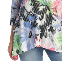 Jess & Jane Friendship Wavelet Contrast Top in multicolored floral print - women's blouse - alternate view