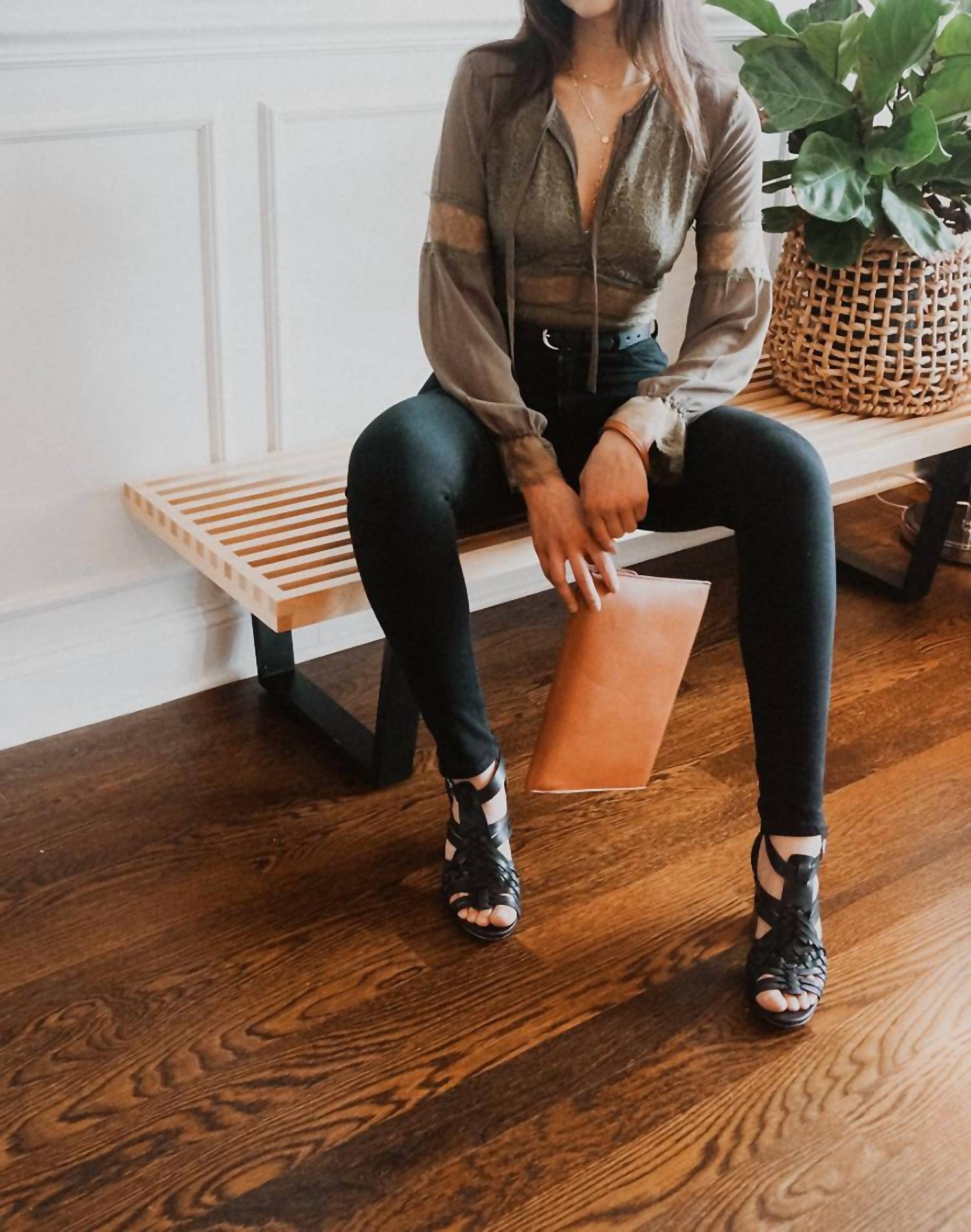 Strut & Bolt - Lace detail long sleeve bodysuit