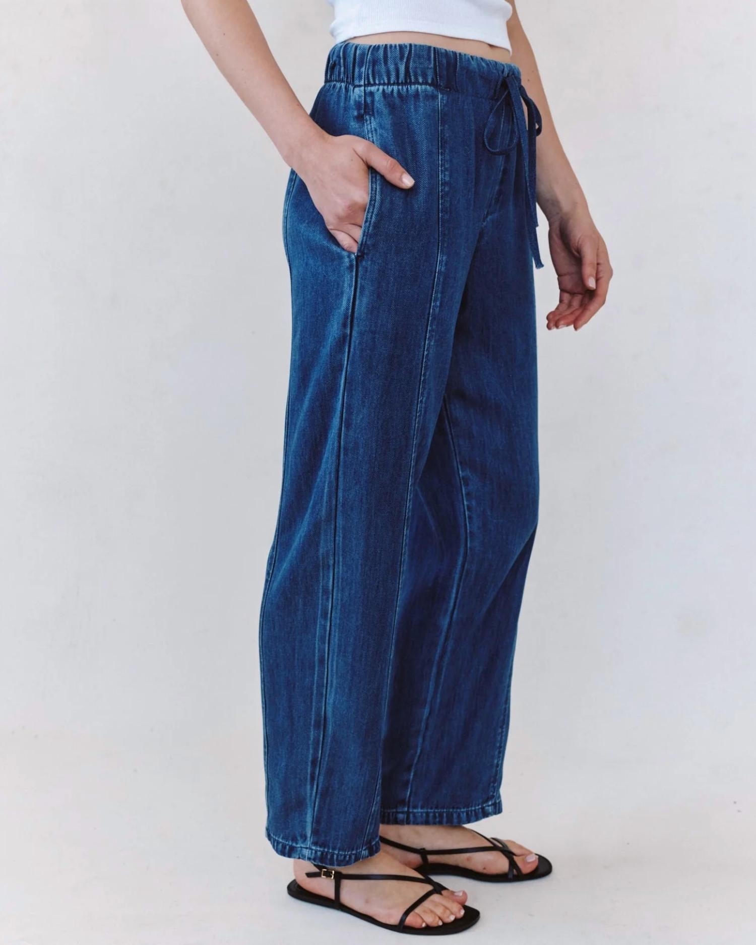 Bella Dahl Women's Seamed Soft Barrel With Elastic Back Pants in horizon blue - women's pants - view 4