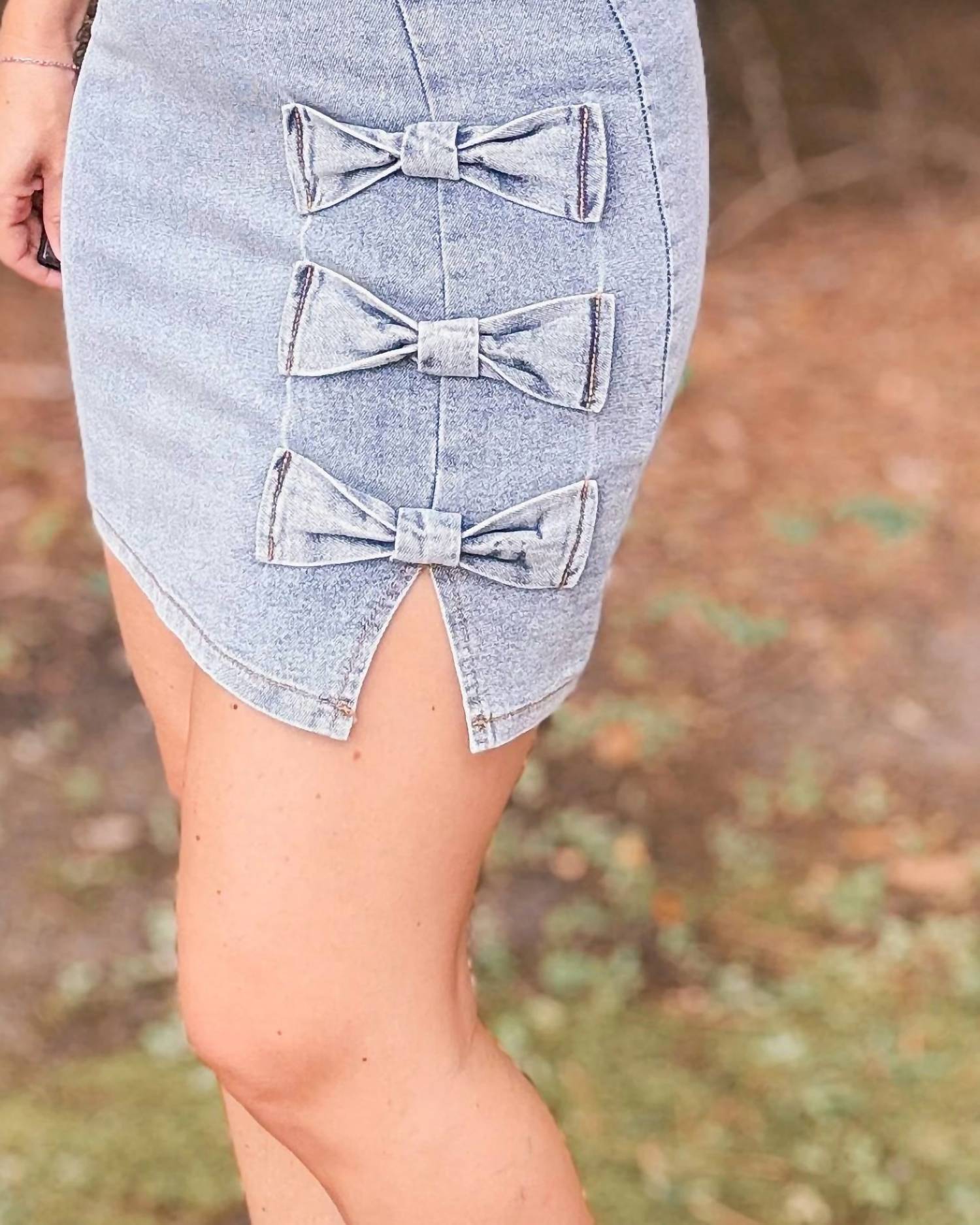 Main Strip - Denim Bow Mini Skirt