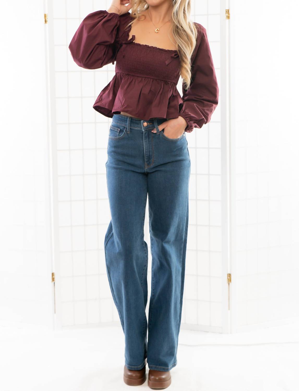 Le Lis - Square Neck Smocked Top
