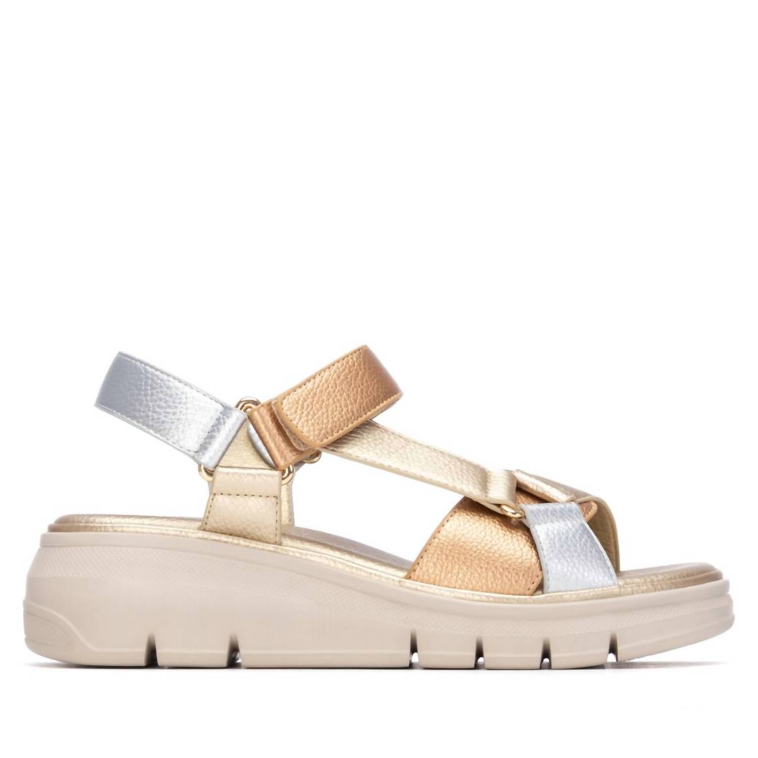 Xti Women's Faux Leather Open Toe Sandals in gold - women's sandal