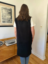 PINCH Angela Knit Duster Vest Longline Cardigan in black - women's cardigan - detail view