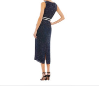 Mac Duggal - Women's Sequin Beaded Waist Midi Sheath Dress