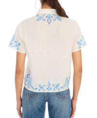 ALLISON NEW YORK Rowen Top in blue white - women's shirt - detail view