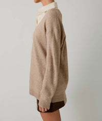 Sunday Edition Layered Pull Over Sweater Top in beige - women's sweater - view 4