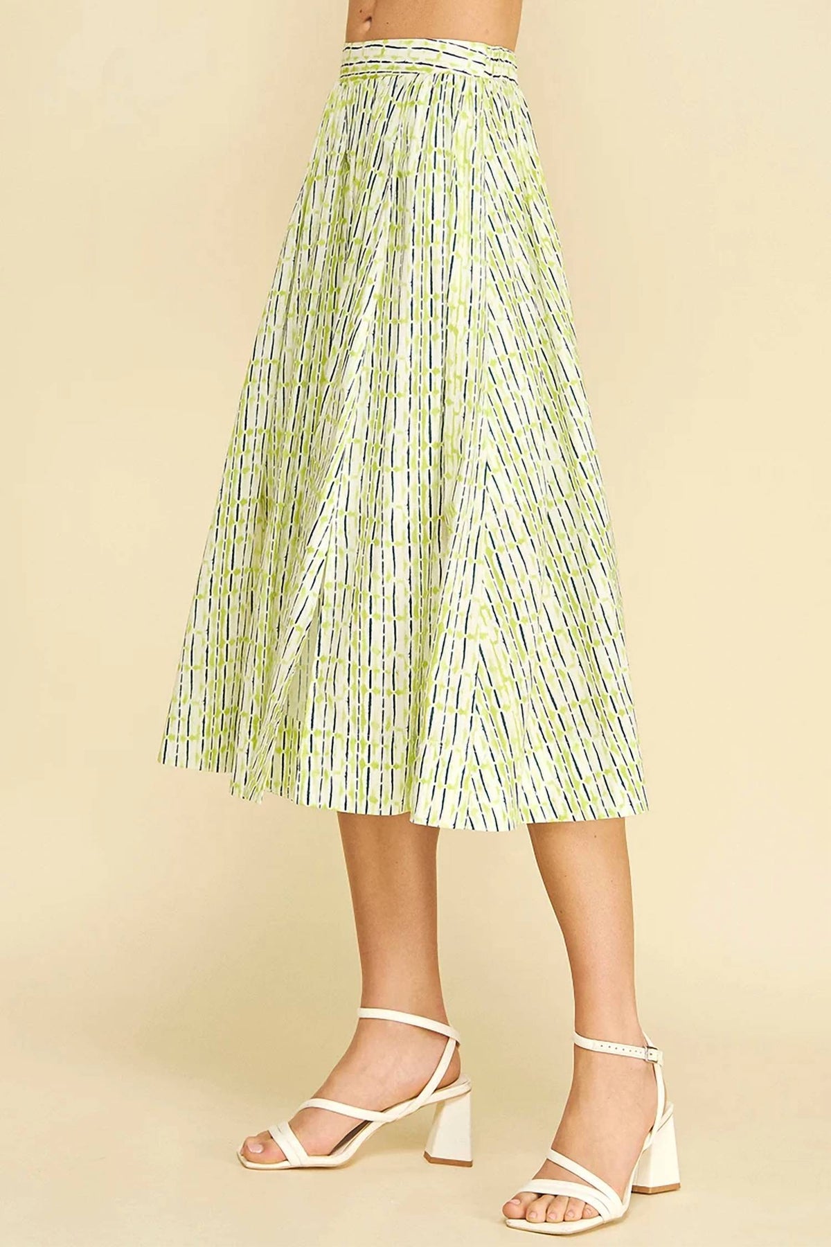 Pinch - Geometric Print A-line Midi Skirt