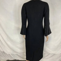 Lela Rose Women’s Bell Sleeve Wool Crepe Midi Dress in black - women's dress - alternate view