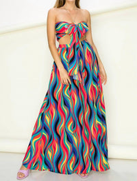 Fiestar - Duchess Tube Top And Palazzo Pants Set