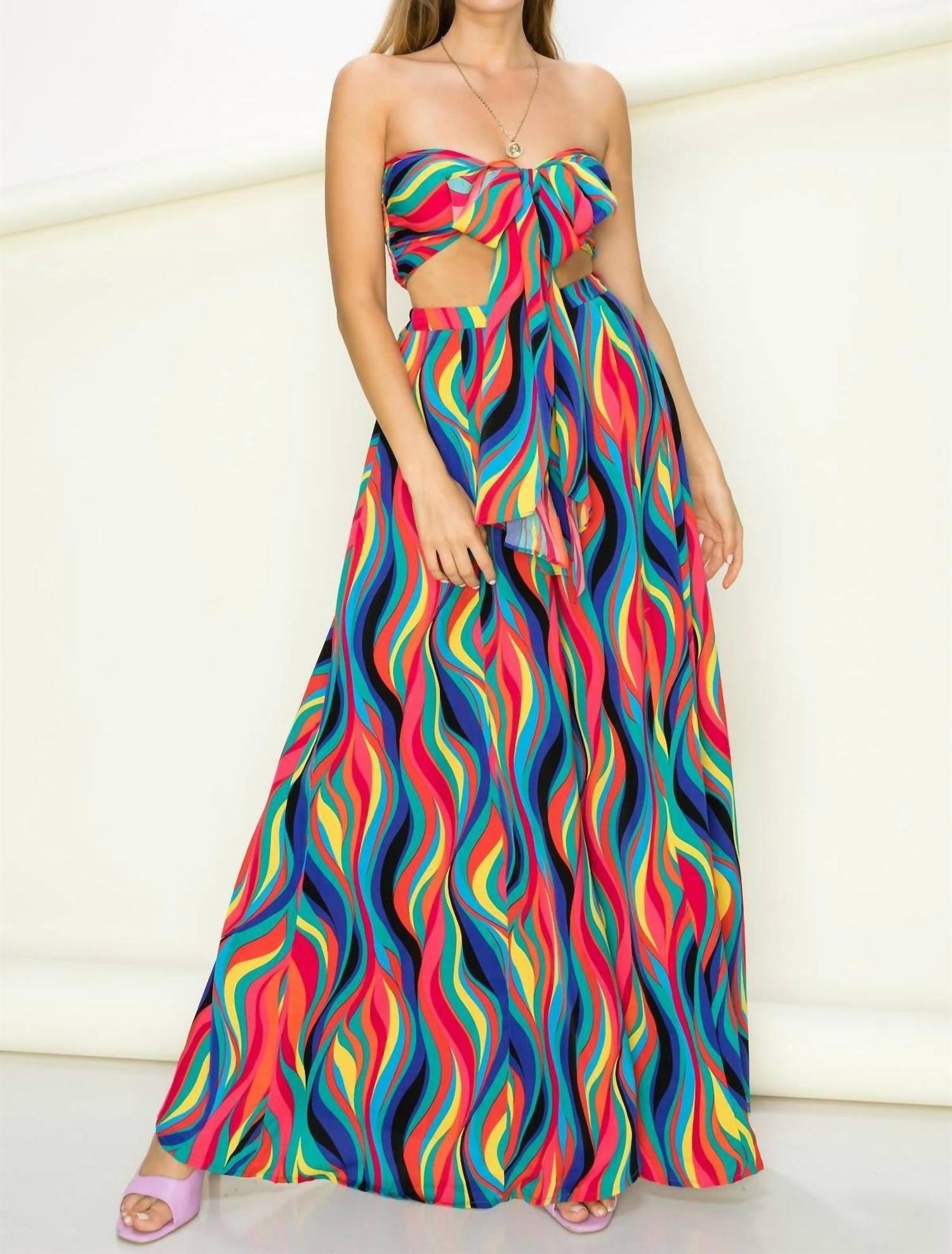 Fiestar - Duchess Tube Top And Palazzo Pants Set