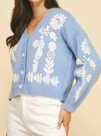 PINCH Floral Fancy Cardigan Top in blue - women's cardigan - alternate view