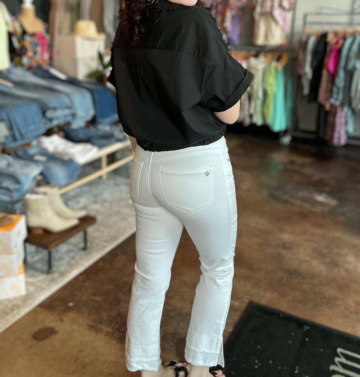Democracy - Slimming Kick Flare Jeans With Double Layer Fray Hem