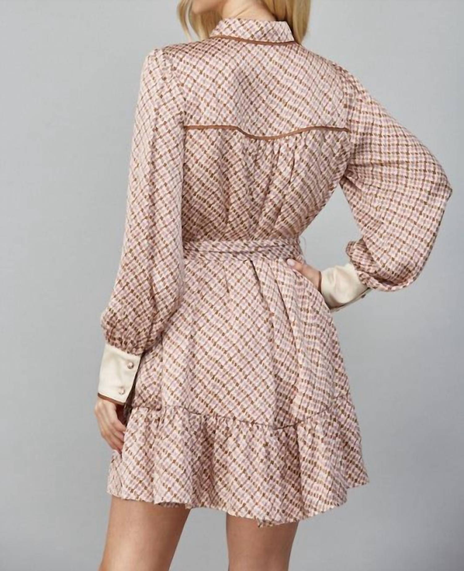 Fate by LFD Geometry Baby Dress in taupe - women's dress - alternate view