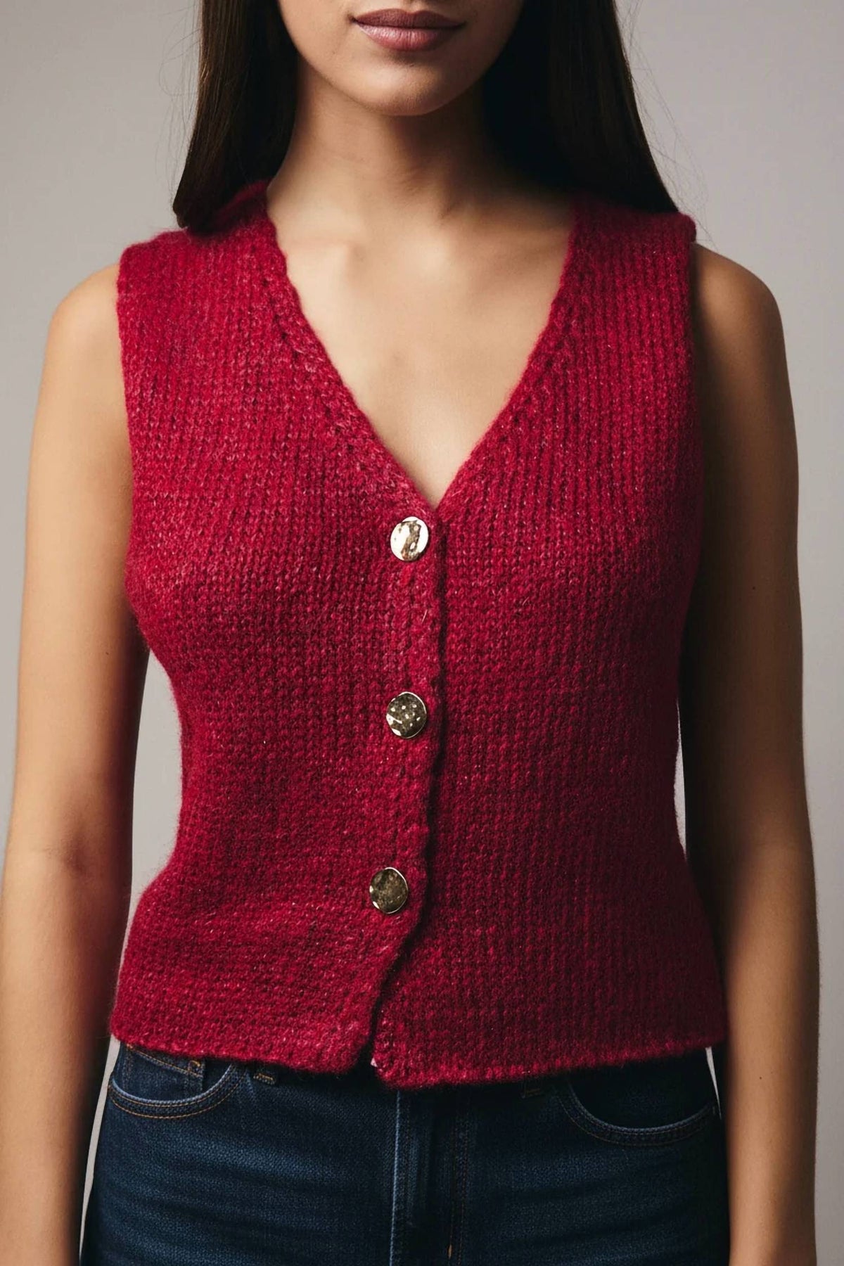 Sunday Edition - Margo Button Lurex Sweater Vest