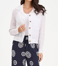 M made in Italy Woven Jacket in italy woven jacket in white - women's jacket - alternate view