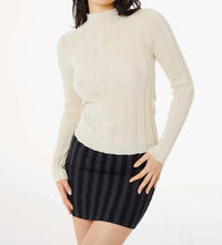 Find Me Now - Wide Ribbed Knit Mock Neck Sweater